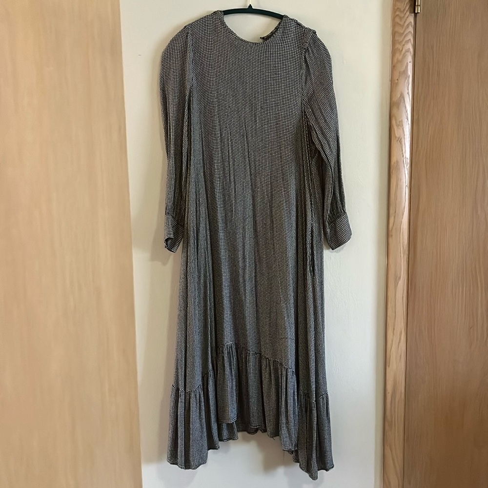 Zara Houndstooth Maxi Dress with Pockets